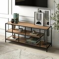 Henn & Hart 55 in. Winthrop Blackened Bronze TV Stand with Rustic Oak Shelves TV1157